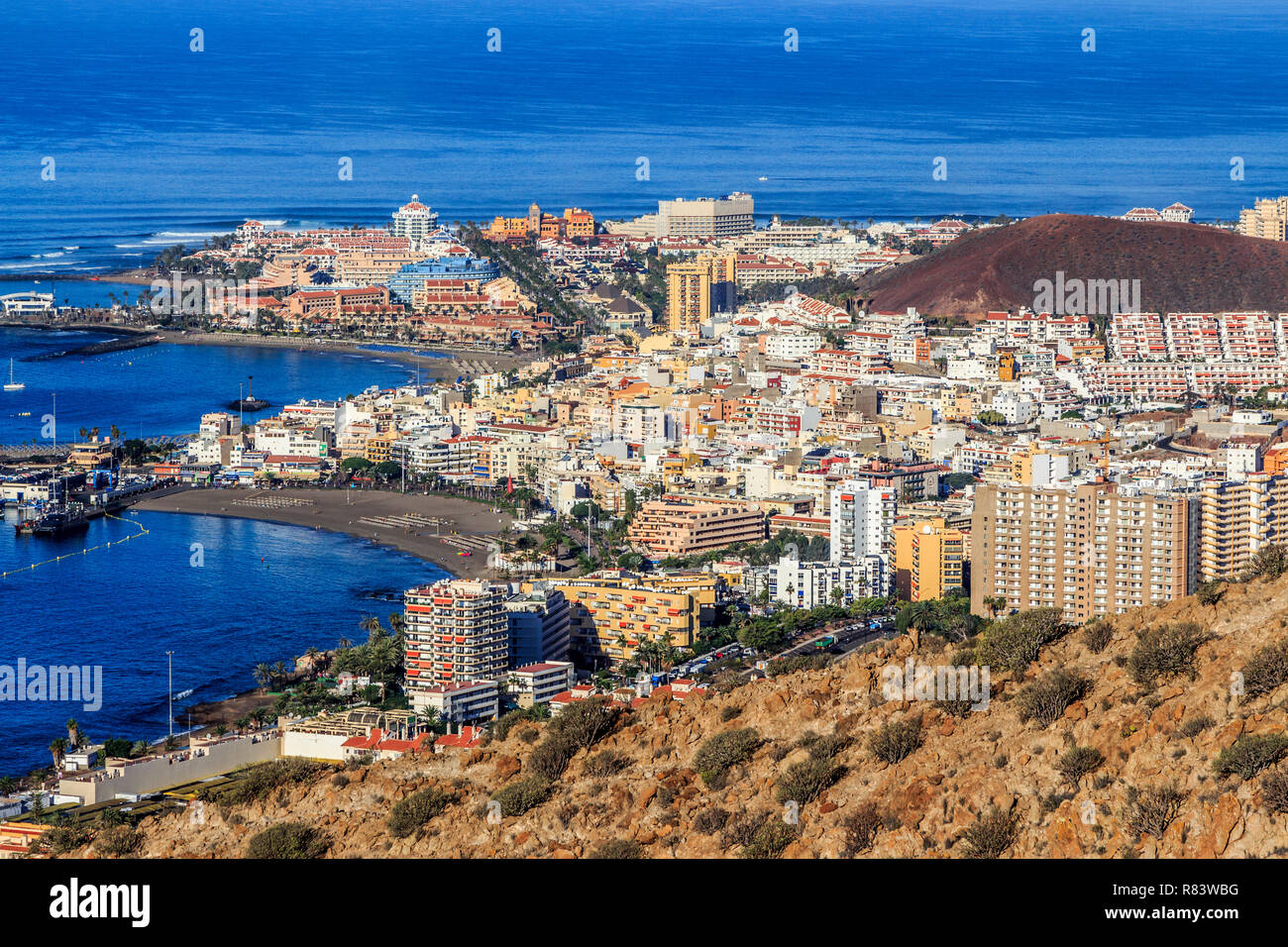 Los Cristianos , Playa de las Americas, Tenerife, canary island, a spanish  island, spain,off the coast of north west africa Stock Photo - Alamy