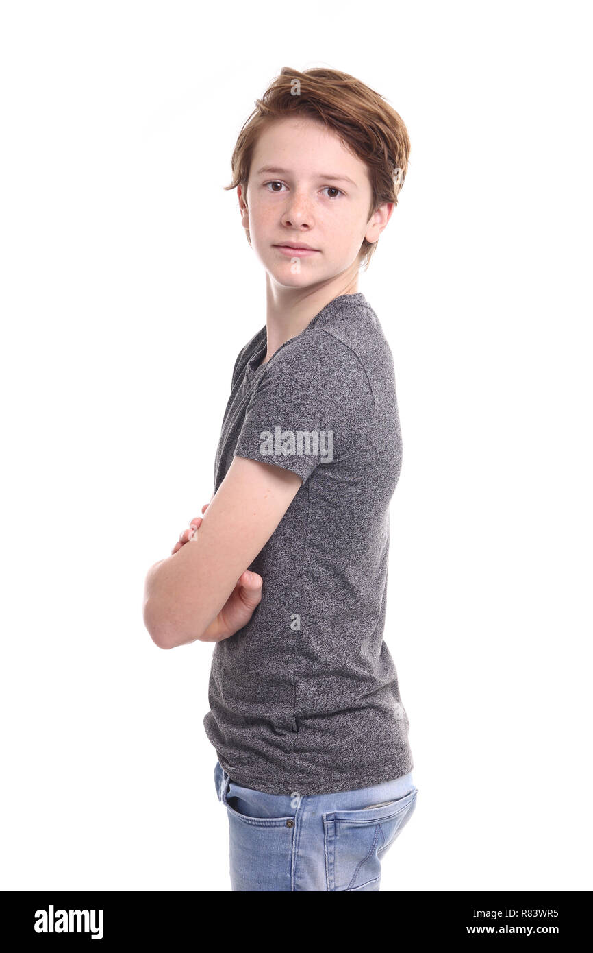 Beautiful teenager in front of a white background Stock Photo