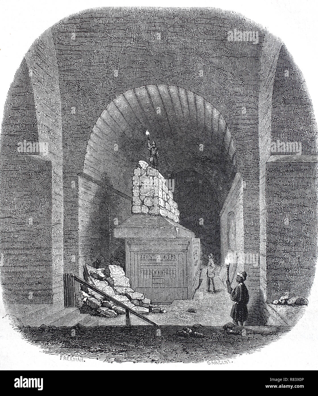 Digital improved reproduction, The Serapeum de Memphis, Egypt, das Serapeum am Tempel von Memphis, Ägypten, from an original print from the year 1855 Stock Photo