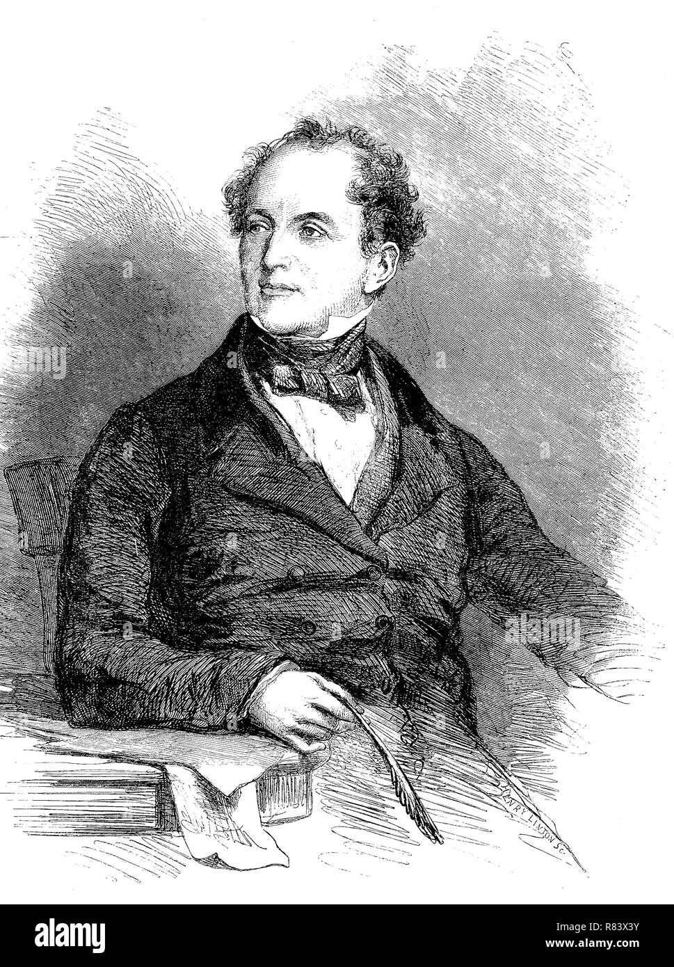 Digital improved reproduction, Thomas Moore, 1779-1852, an Irish poet, singer, songwriter, and entertainer, ein irischer Dichter, Schriftsteller, Ãœbersetzer und Balladen-SÃ¤nger, from an original print from the year 1855 Stock Photo