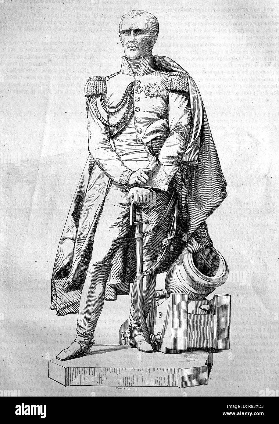 Digital improved reproduction, General Antoine Drouot, Comte Drout, 1774-1847, a French officer who fought in the French Revolutionary and Napoleonic Wars, Antoine Drouo, ein napoleonischer MilitÃ¤r, Graf, Pair von Frankreich und zuletzt GÃ©nÃ©ral de division der FuÃŸartillerie der Garde Napoleons, from an original print from the year 1855 Stock Photo