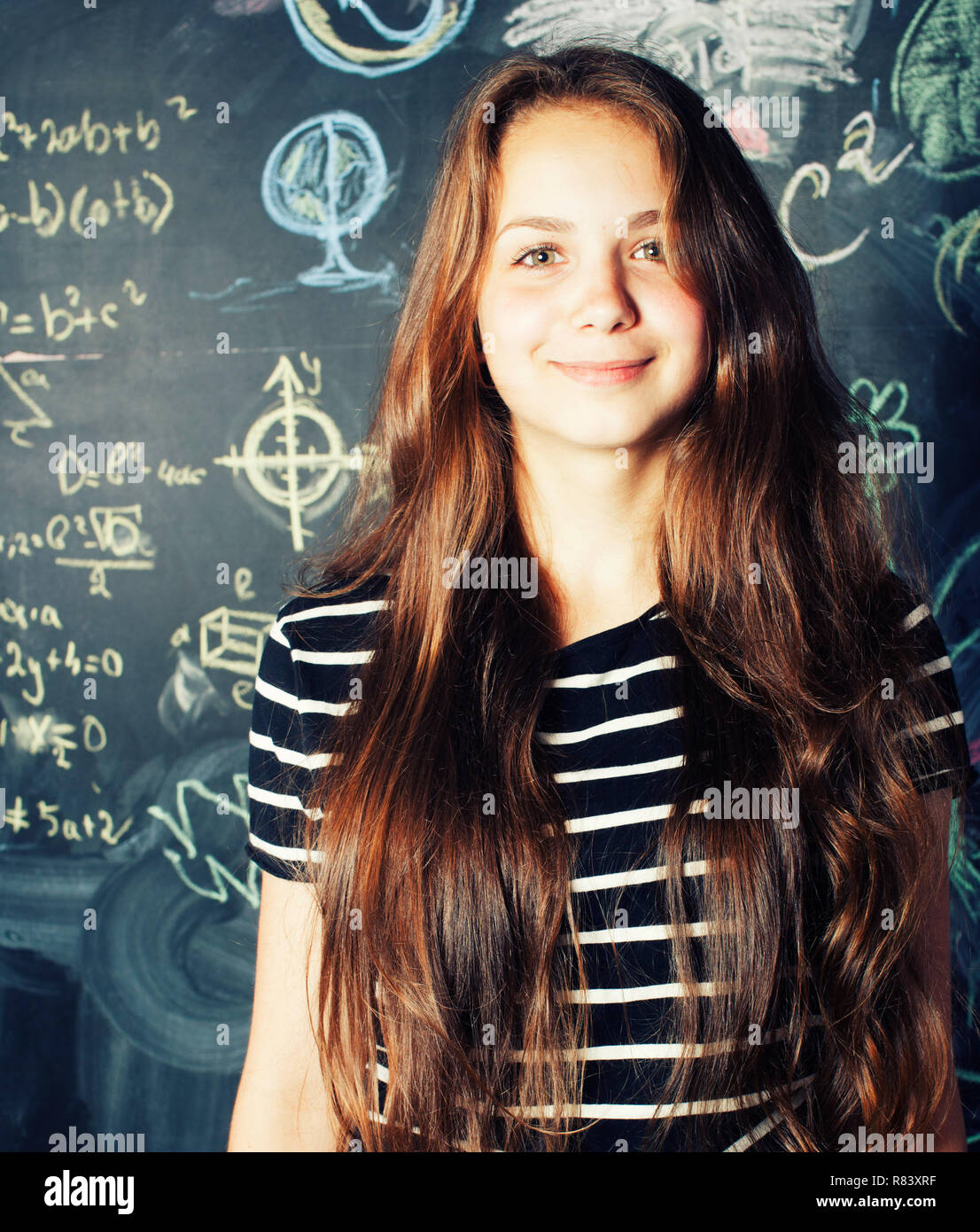 Back To School After Summer Vacations Cute Teen Real Girl In