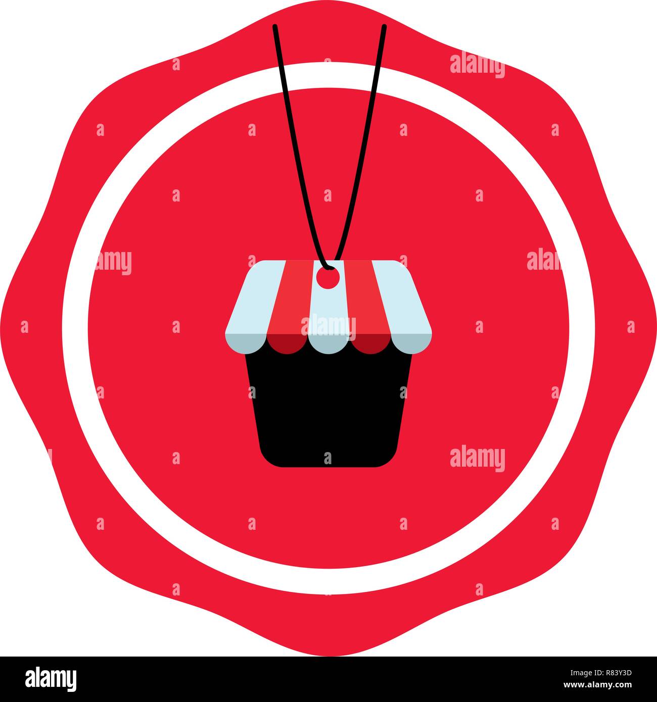 online shopping market basket label vector illustration Stock Vector