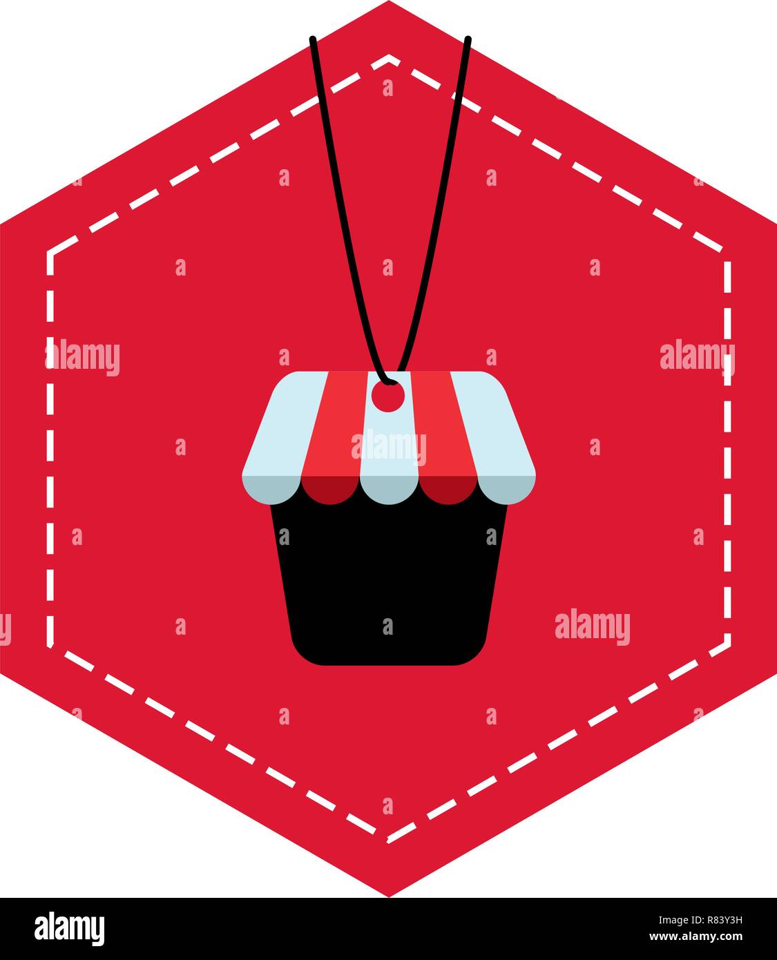 online shopping market basket label vector illustration Stock Vector