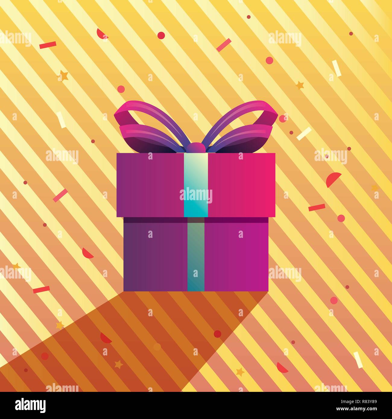 gift box confetti celebration event vector illustration Stock Vector