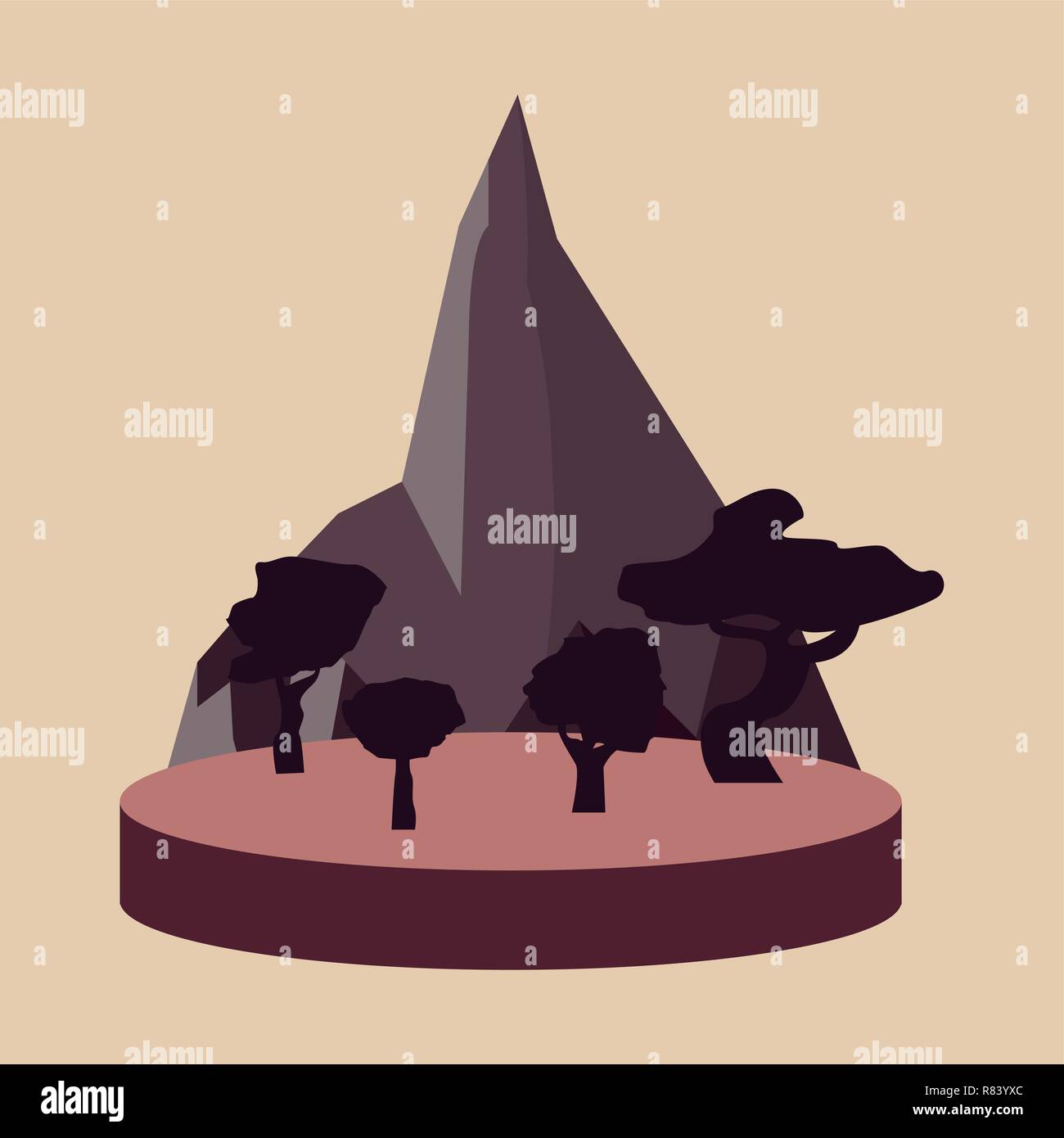 trees mountains nature forest scene vector illustration Stock Vector ...