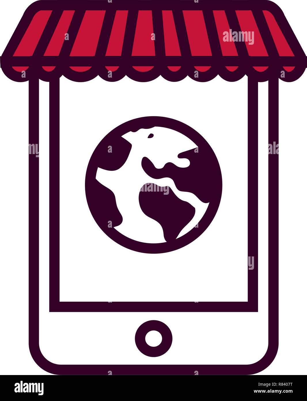 online shopping mobile world ecommerce vector illustration Stock Vector ...