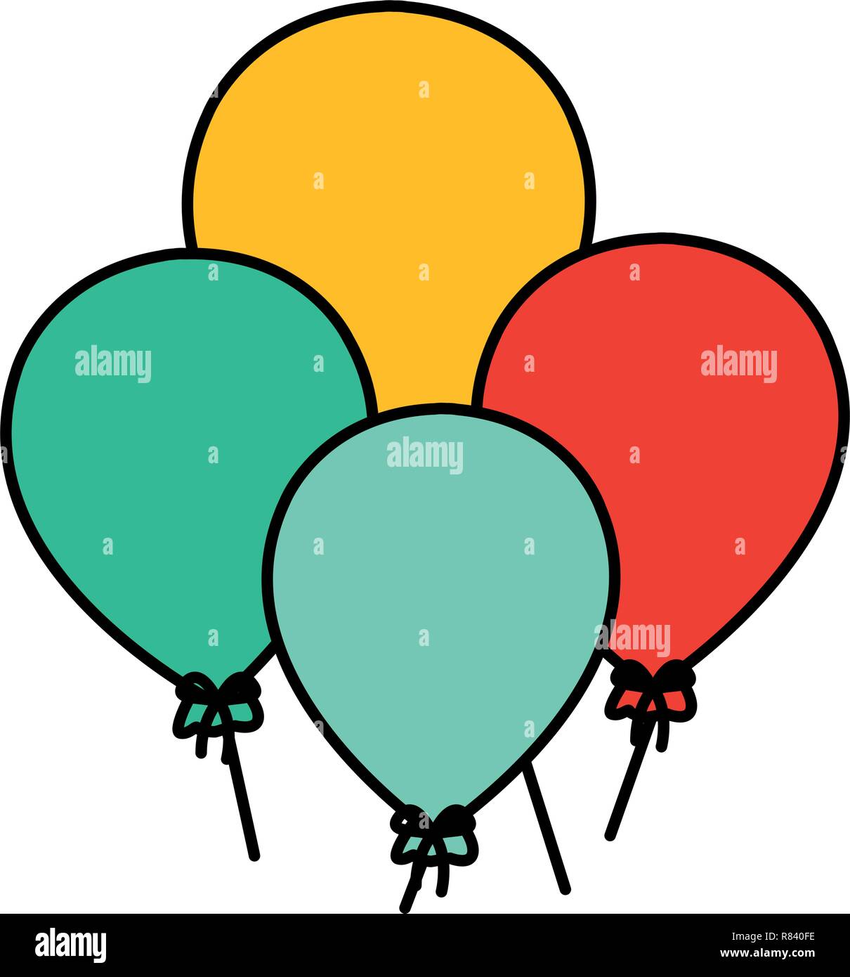colorful balloons icon over white background, vector illustration Stock ...