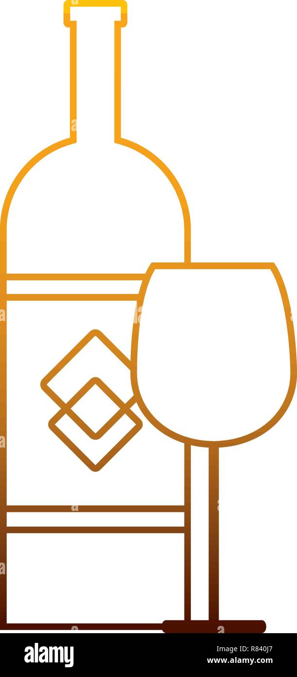 wine bottle and glass over white background, vector illustration Stock ...