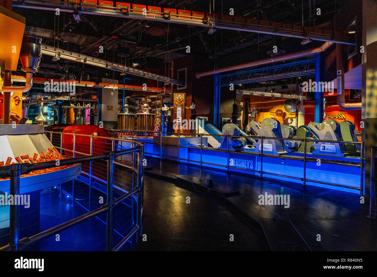 Hershey, PA, USA December 11, 2018 Working machines explain how