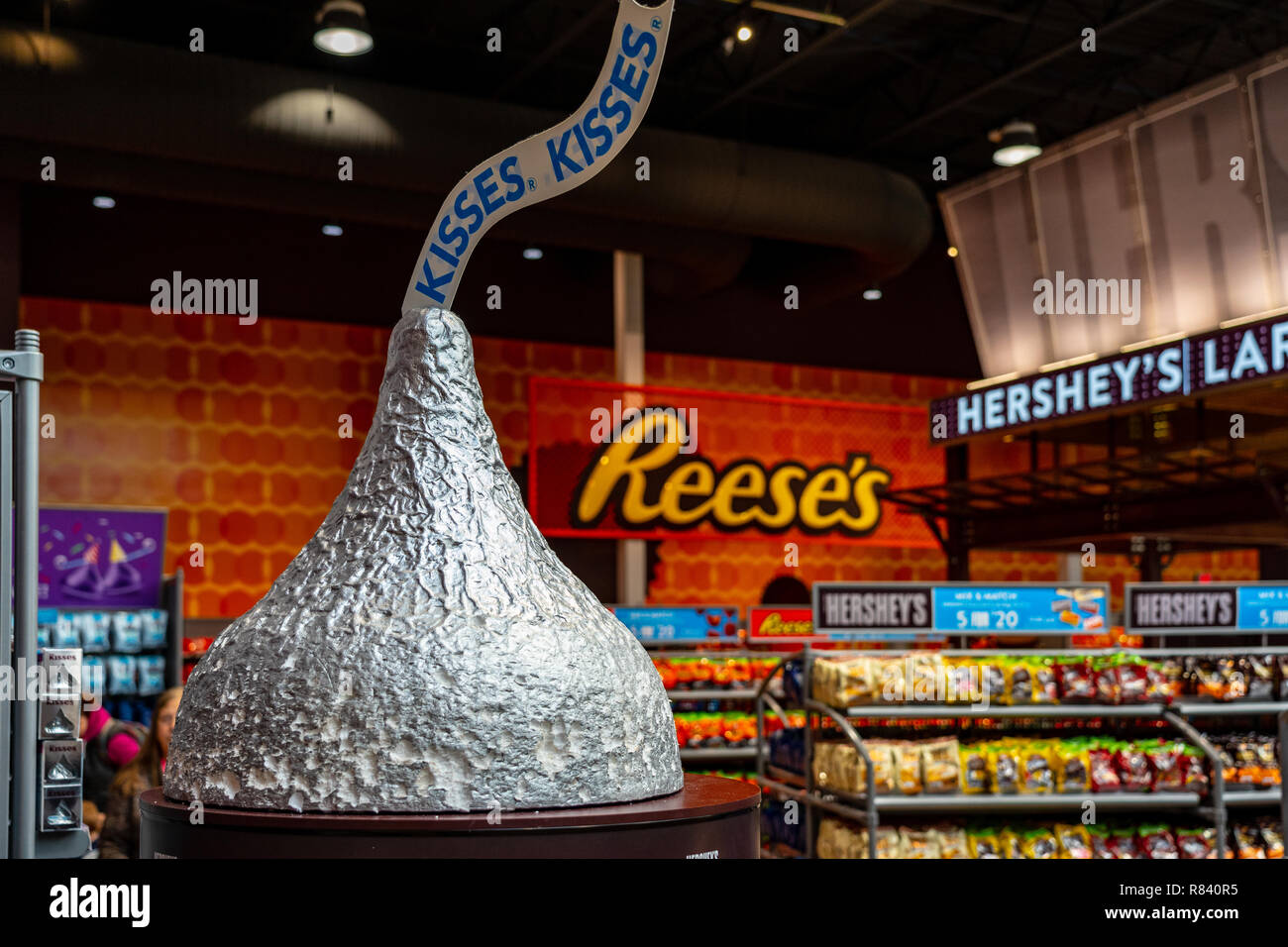 Hershey PA USA December 11 2018 A large chocolate candy kiss