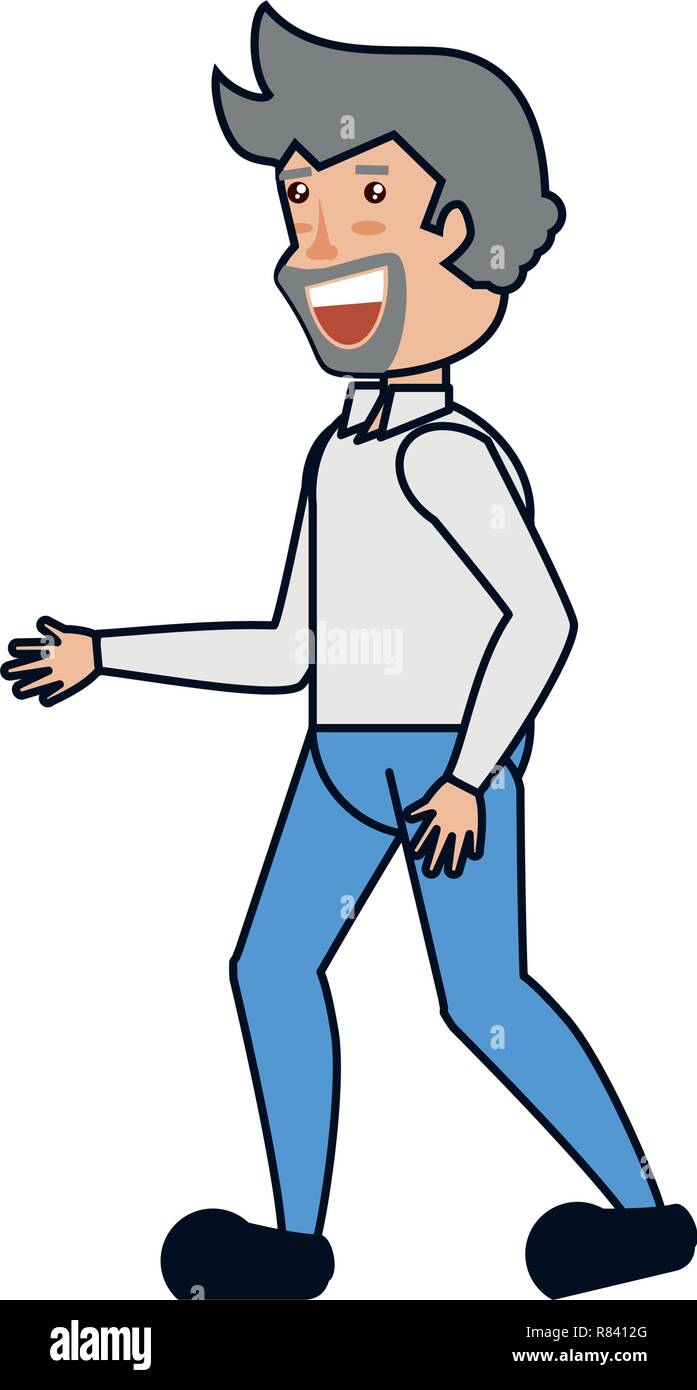 man with beard walking vector illustration design Stock Vector Image ...
