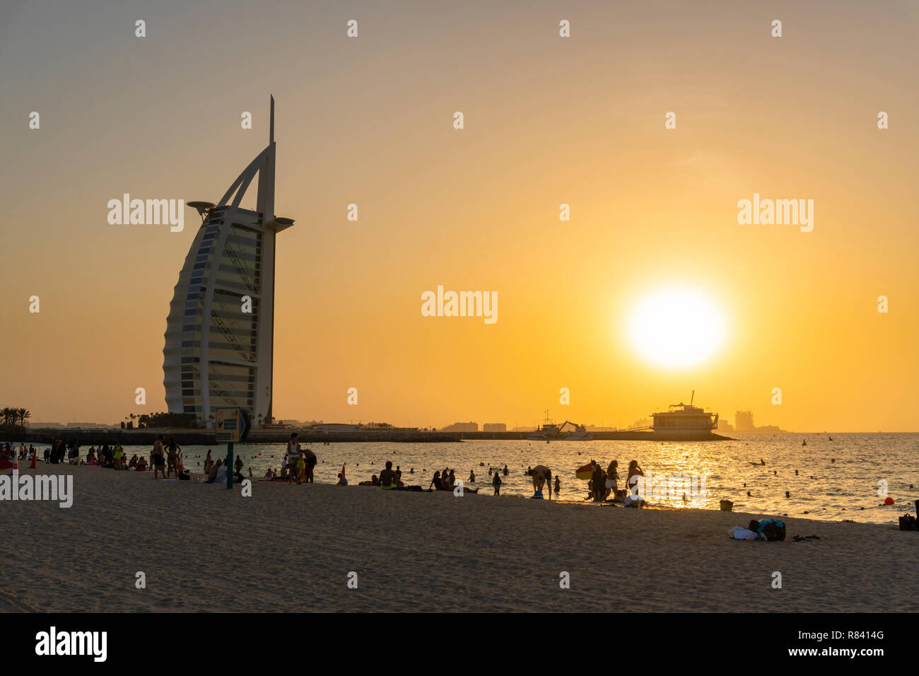 View of Burj Al Arab at sunset Stock Photo