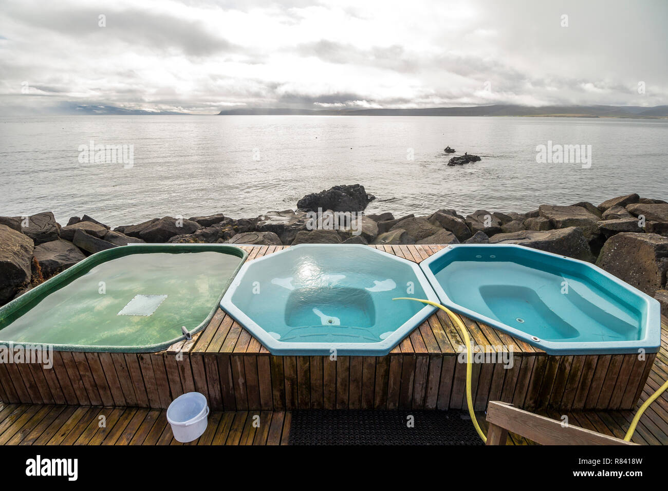 Drangsnes hot pools in westfjord region, Iceland Stock Photo Alamy