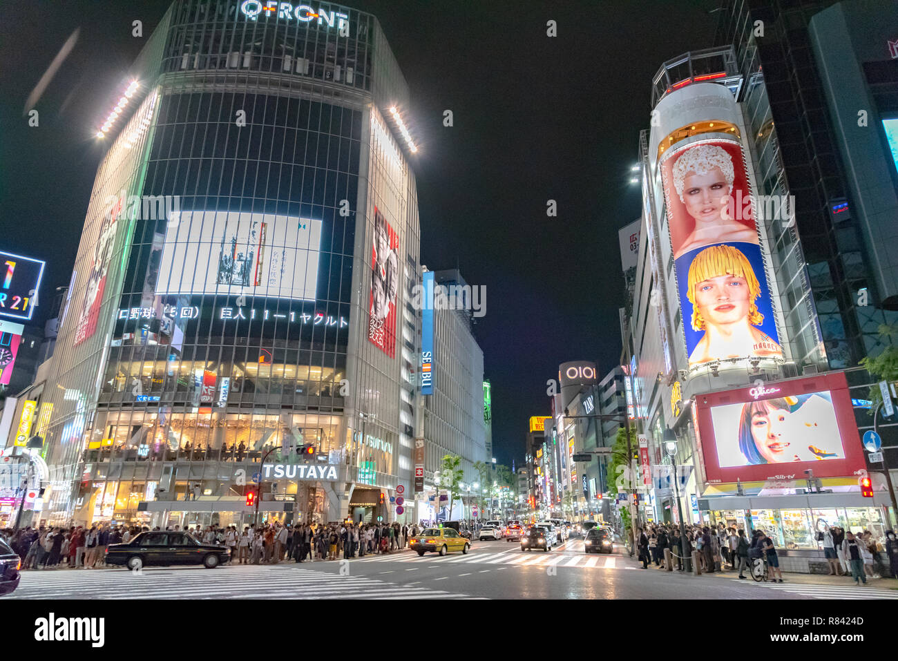 Pedestrians crosswalk at Shibuya district in Tokyo, Japan. Shibuya ...
