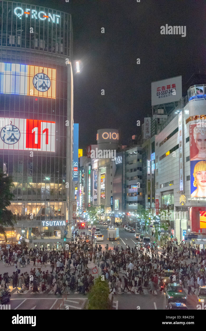 Pedestrians crosswalk at Shibuya district in Tokyo, Japan. Shibuya ...