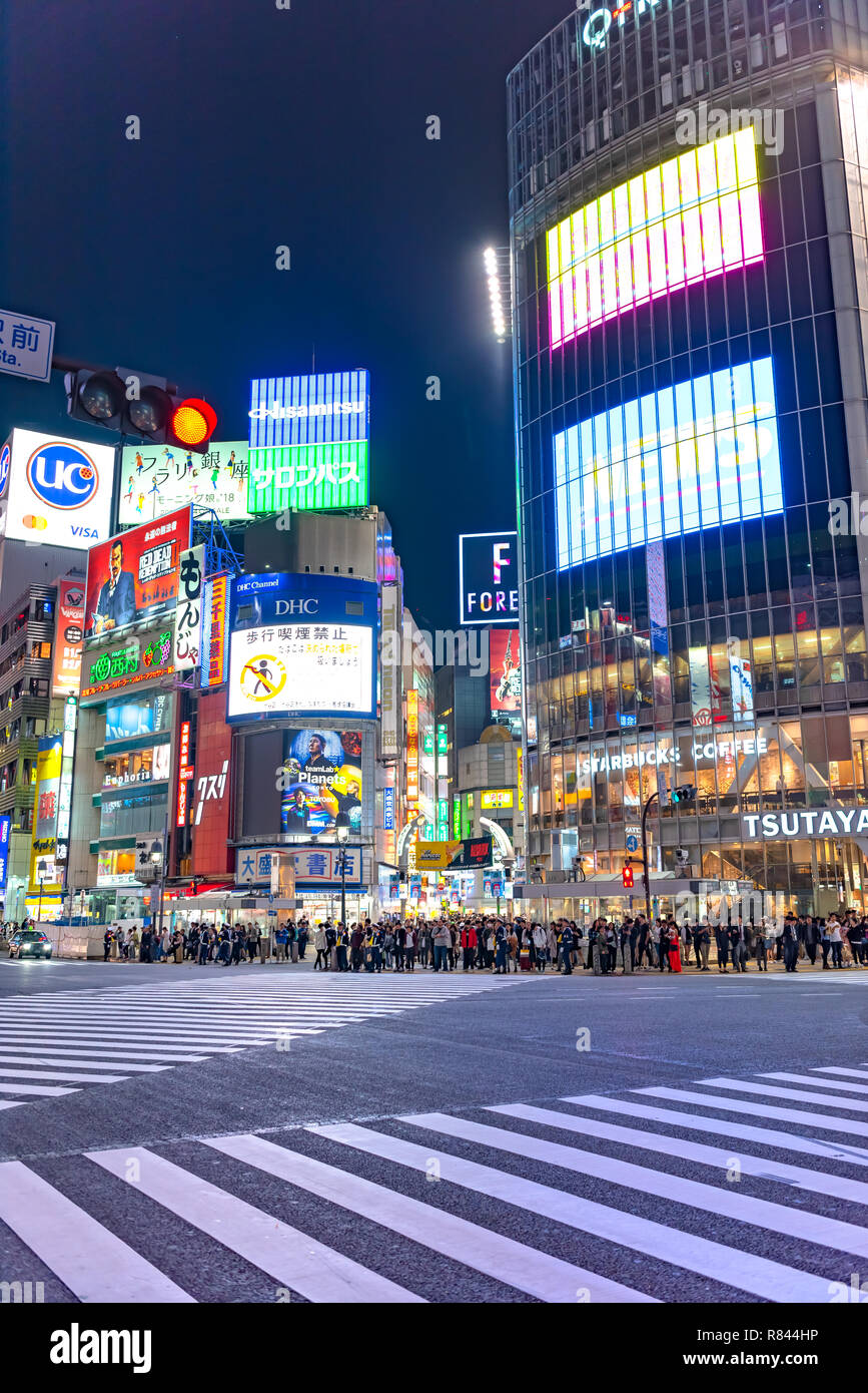 Pedestrian at traffic light on Shibuya Street. Shibuya