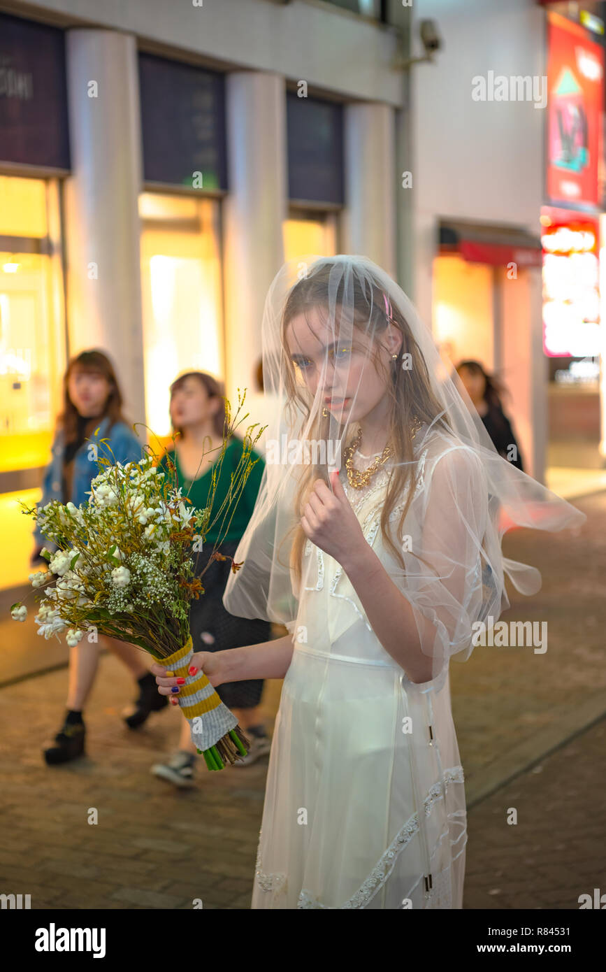 Shibuya Halloween in 2018. Costume revelers at Shibuya district during Halloween celebration. Halloween has become a massive hit in Tokyo in recent ye Stock Photo