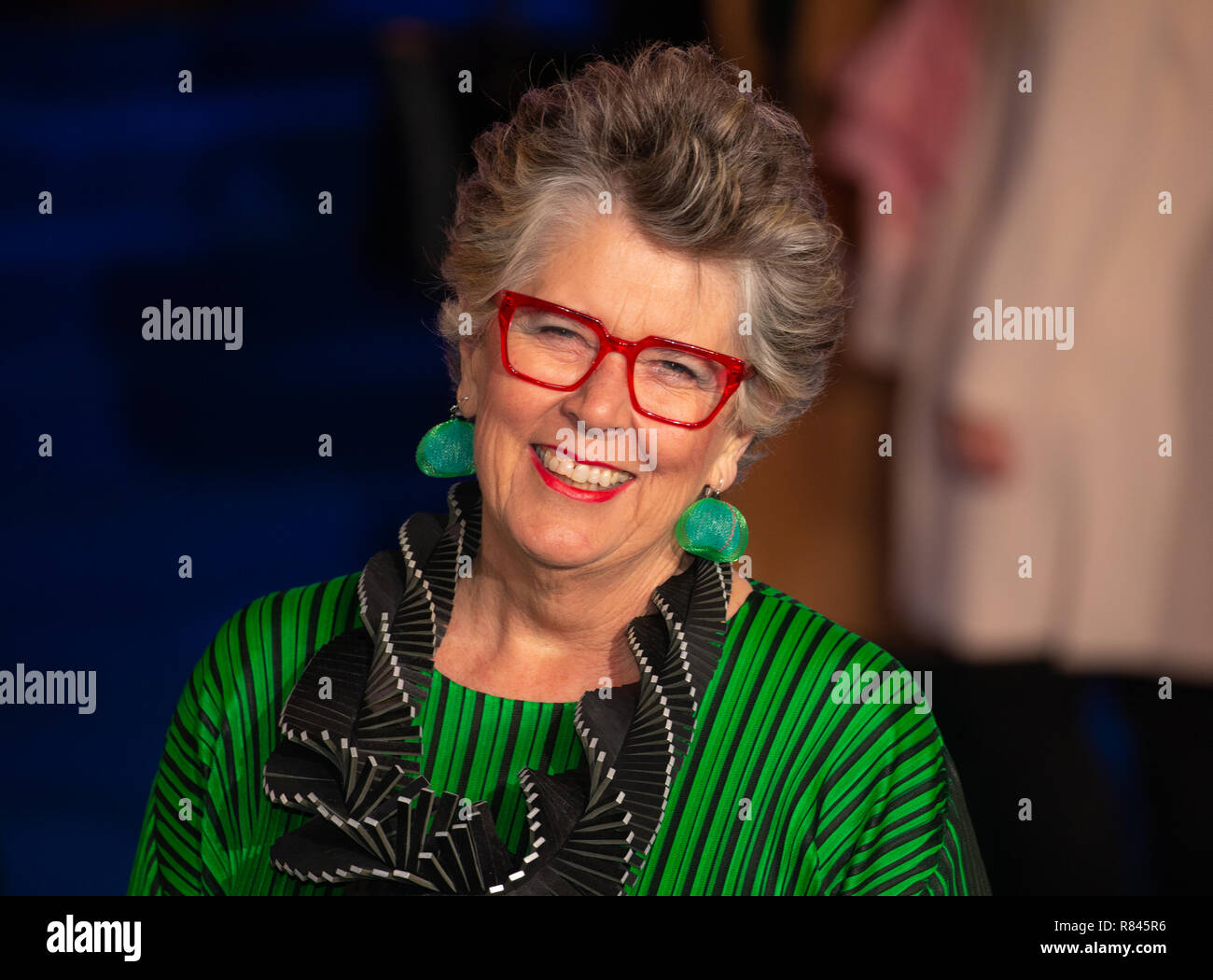 Prue Leith presenter, Broadcaster, Journalist, cookery writer and novelist, arrives for the Premiere of 'Mary Poppins Returns' in London. Stock Photo
