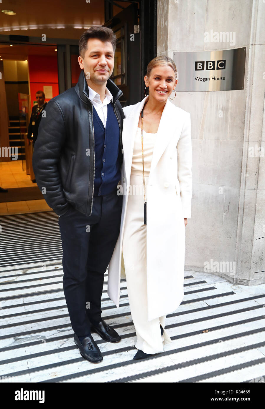 Strictly Come Dancing finalists Ashley Roberts (right) and Pasha Kovalev  leave BBC Broadcasting House in London after appearing on the Chris Evans  radio show Stock Photo - Alamy