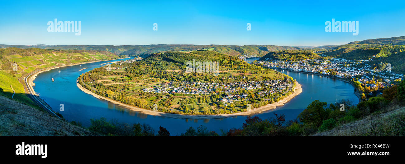 The great loop of the Rhine at Boppard in Germany Stock Photo