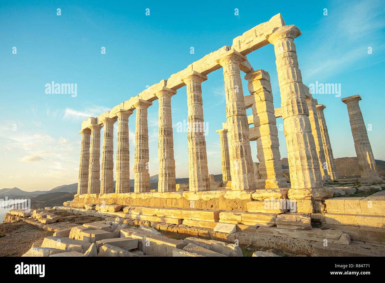 GRE Attica Sounio Poseidon temple by petinaki Greece Stock Photo