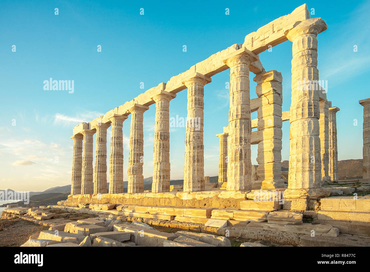 GRE Attica Sounio Poseidon temple by petinaki Greece Stock Photo