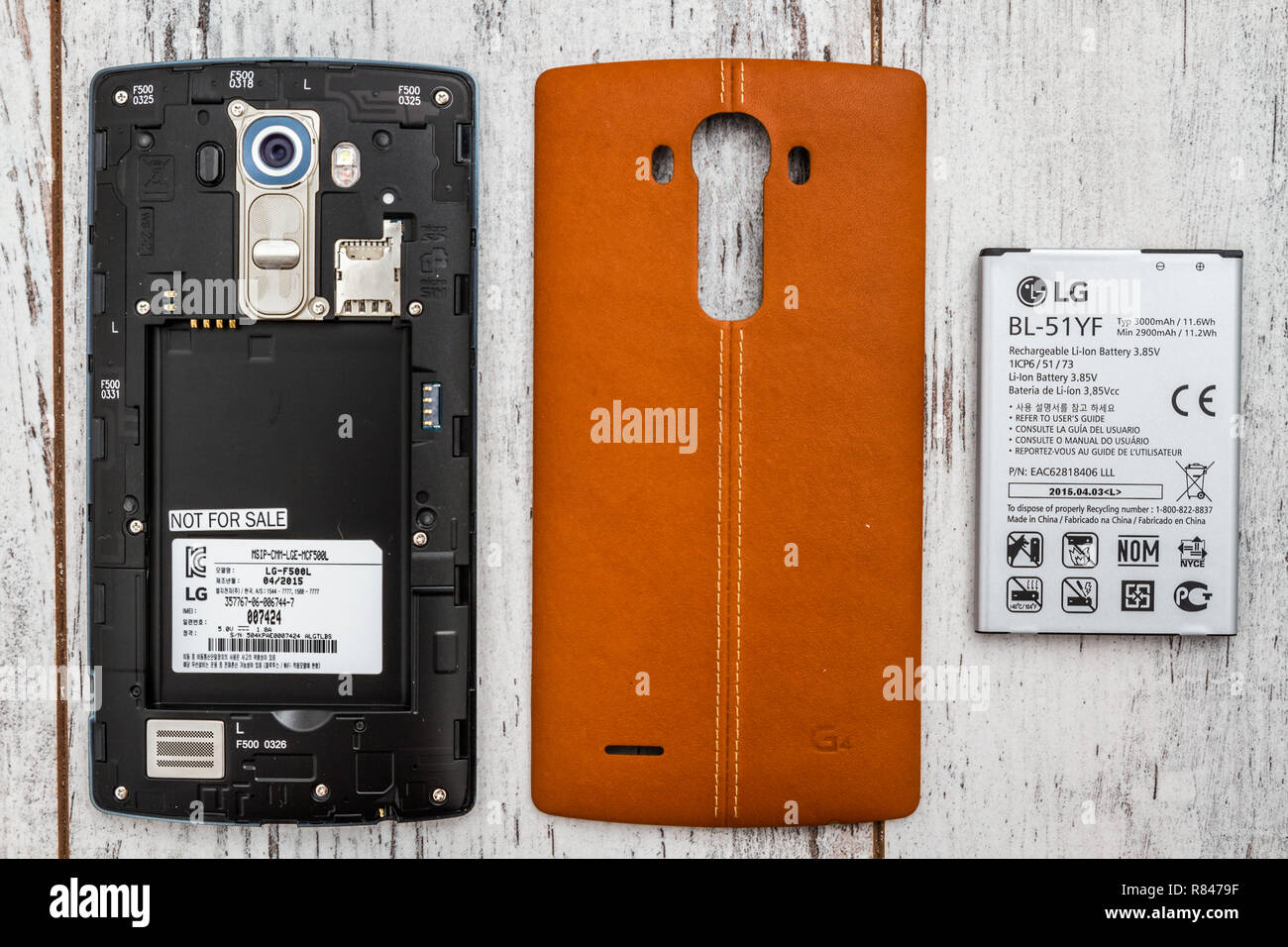 ESKISEHIR, TURKEY - MAY 31, 2015:  Rear view of LG G4 with a protective back cover open Stock Photo
