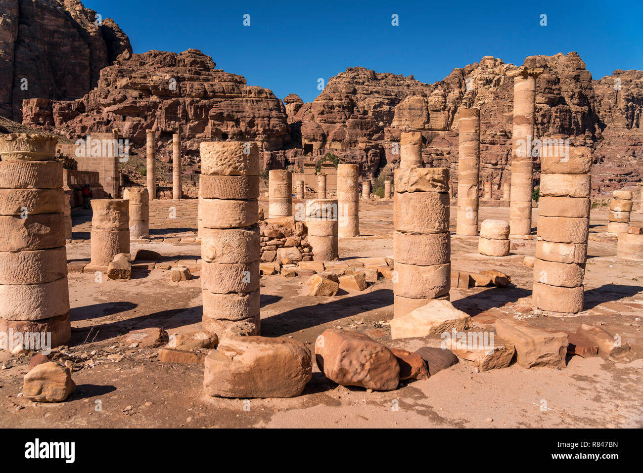 Säulen des Großen Tempel, Petra, Jordanien, Asien | columns of the Great Temple of Petra, Jordan, Asia Stock Photo