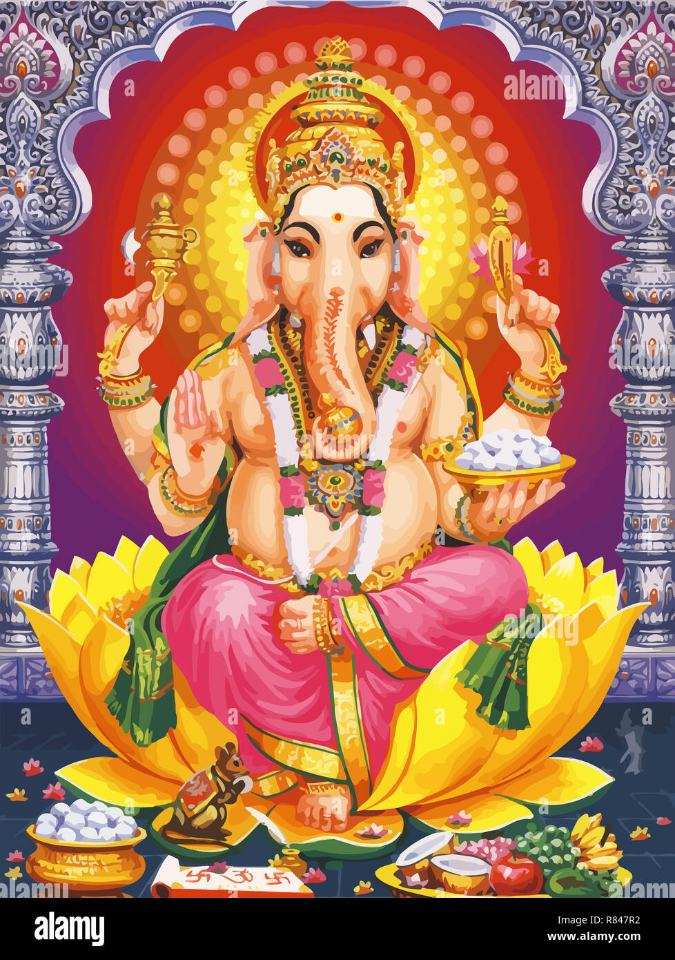 Ganesha hindu temple lord faith mythology bless god fruits offers ...