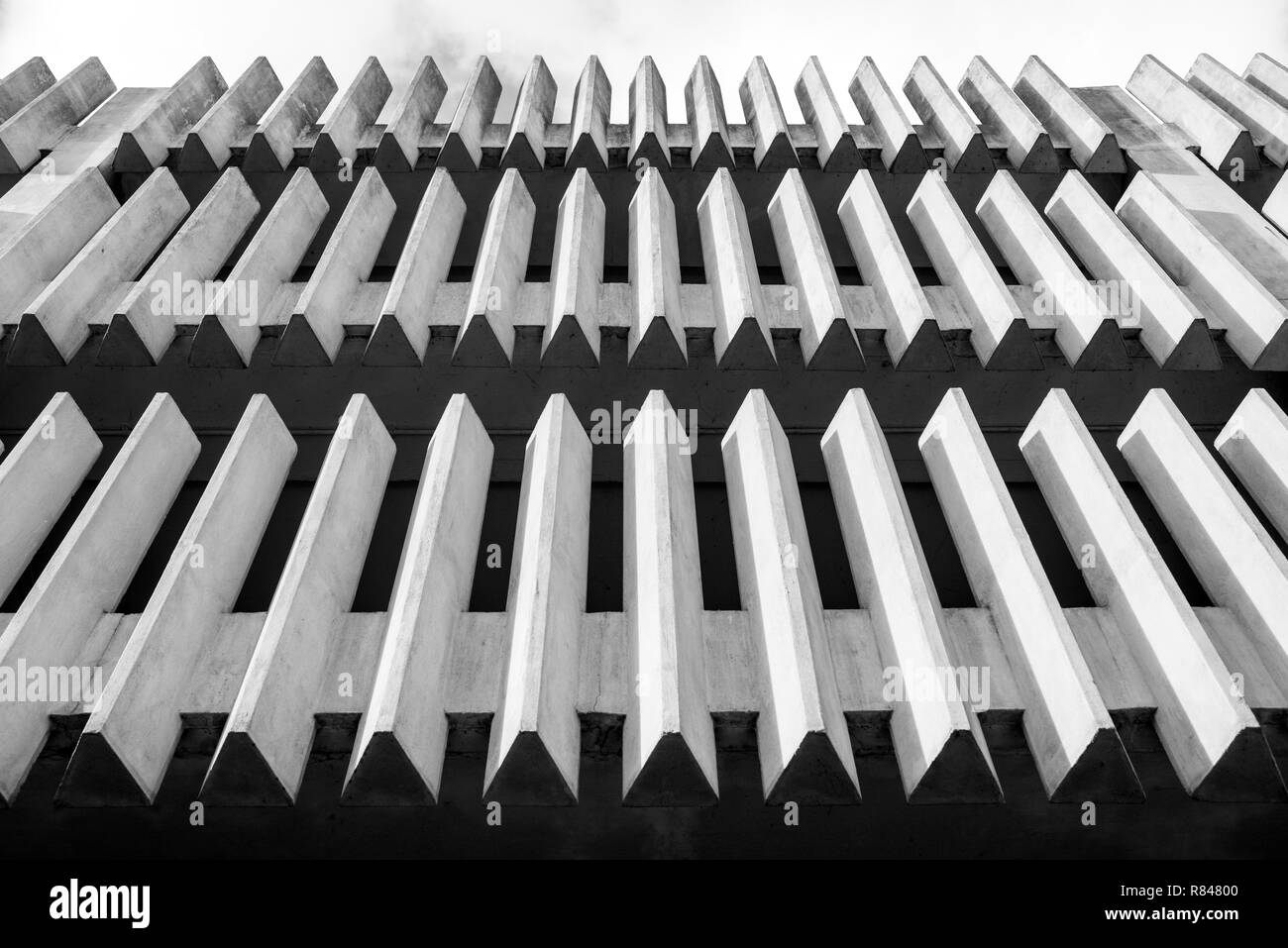 Abstract architecture minimal concrete exterior in black and white Stock Photo