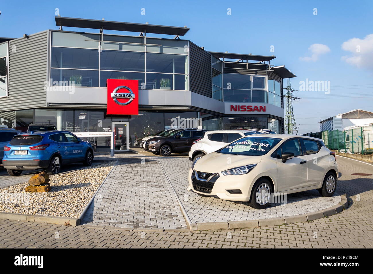 PRAGUE, CZECH REPUBLIC DECEMBER 13 2018 Nissan motor company cars