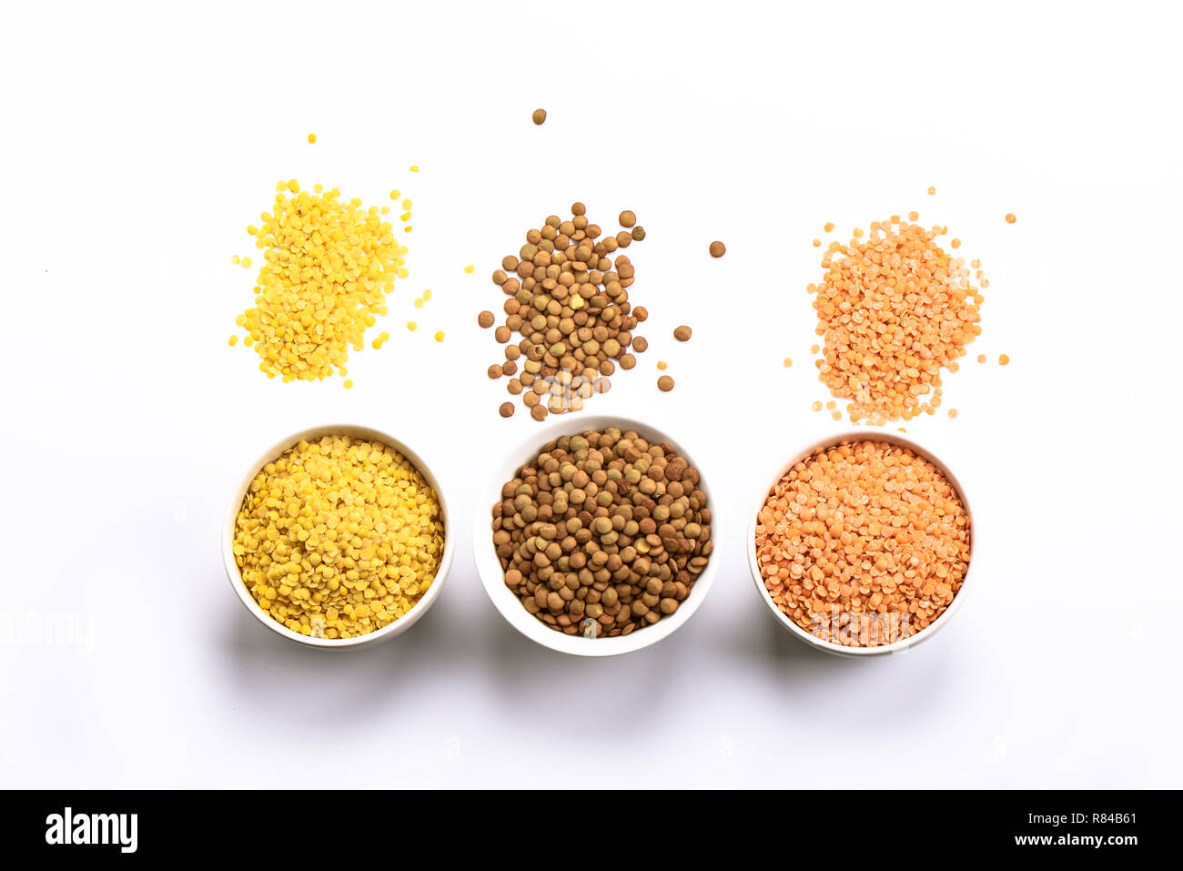 Lentils are the basis of highprotein Asian and European dishes. Isolated on white background