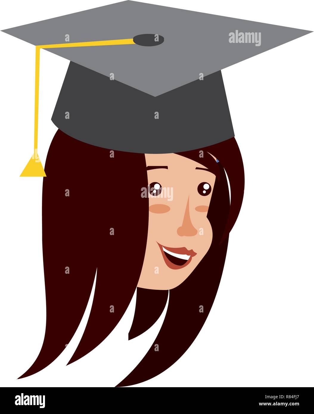 head of young woman with hat graduation 