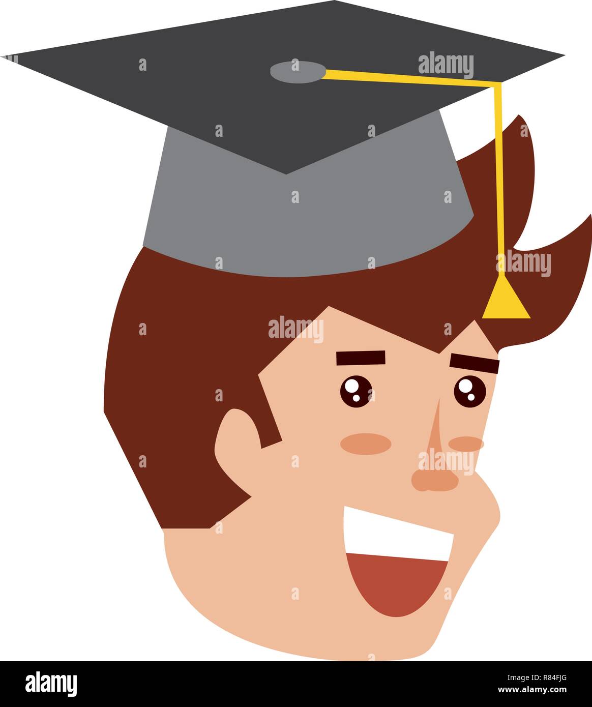 head of young man with hat graduation vector illustration design Stock ...