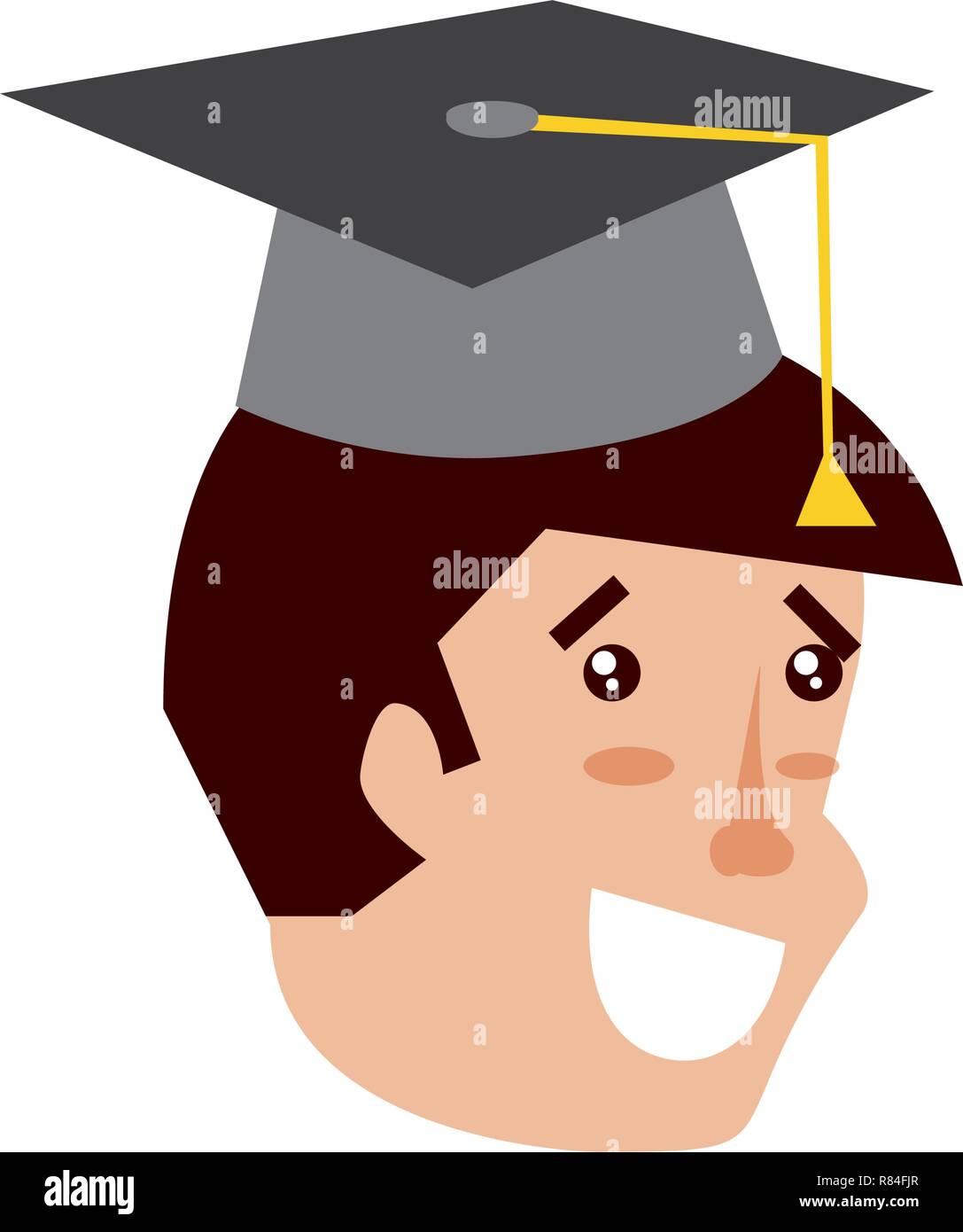 head of young man with hat graduation vector illustration design Stock ...