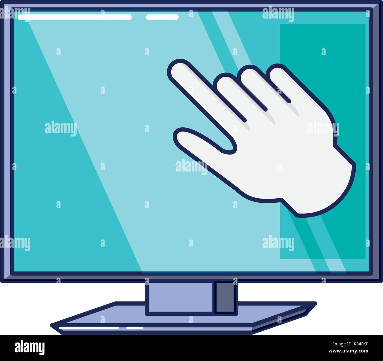 computer monitor with hand cursor vector illustration design Stock ...