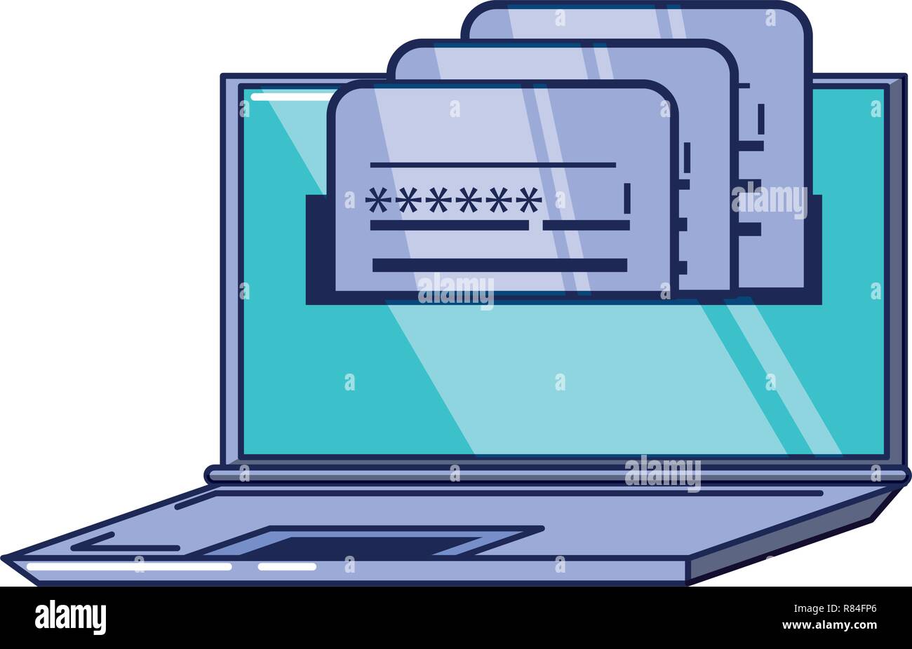 laptop computer and document with password vector illustration design ...