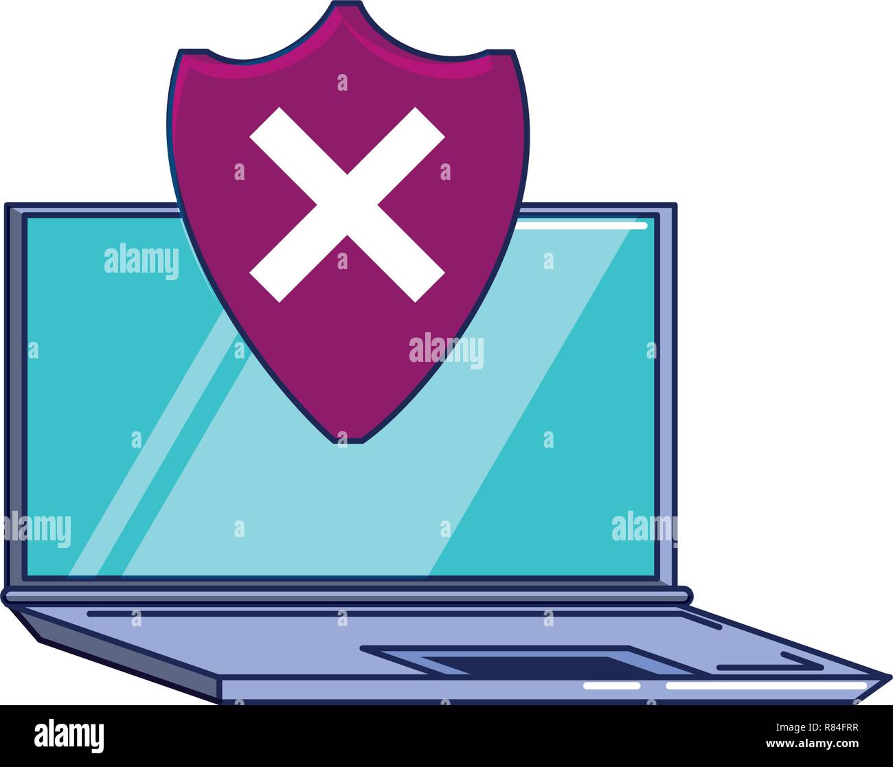 laptop computer with shield protection vector illustration design Stock ...
