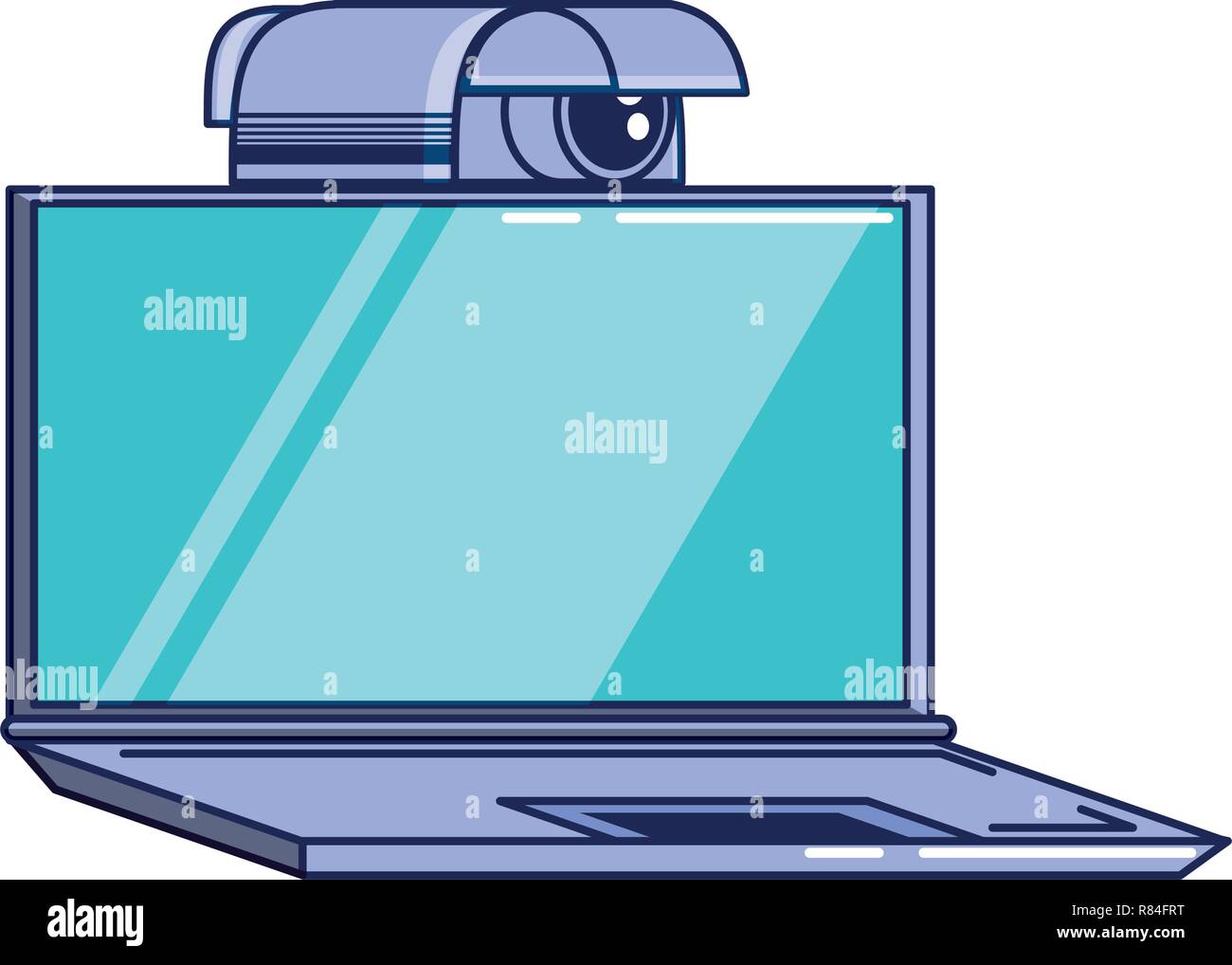 laptop computer with cctv camera vector illustration design Stock ...