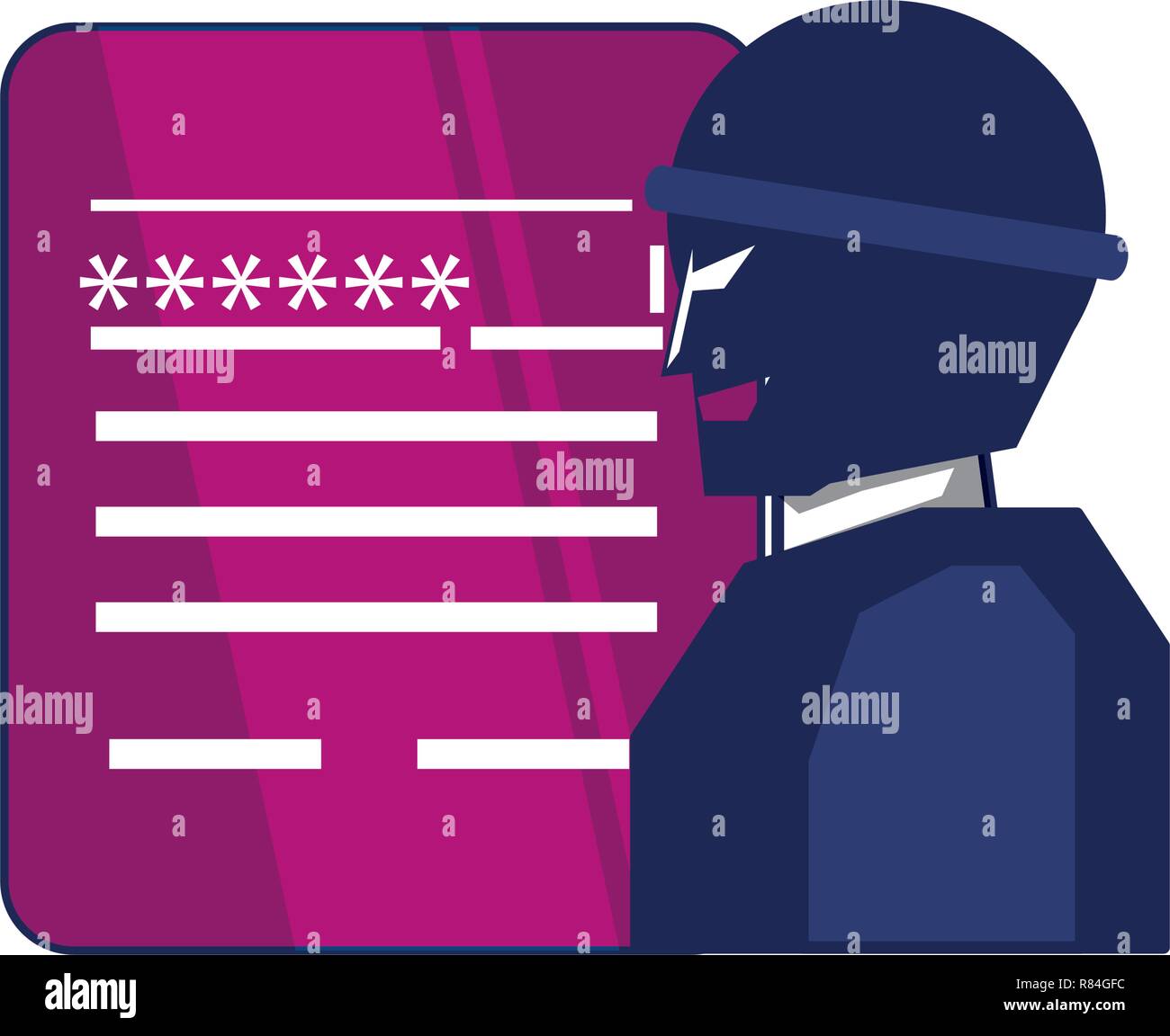 thief man with document and password vector illustration design Stock ...