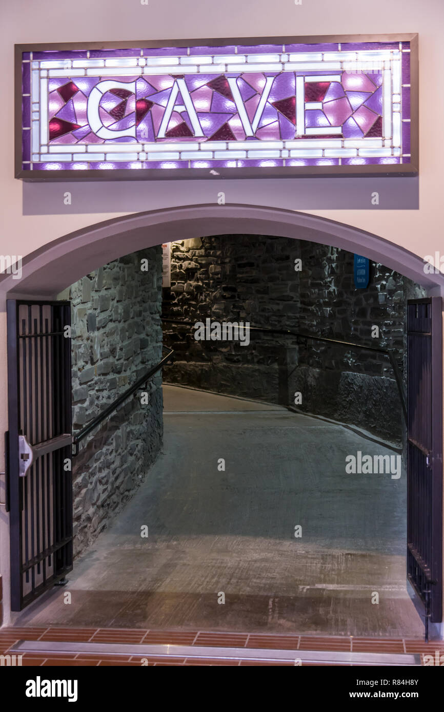 Manmade entrance to the tunnel to the cave spring pool at Cave and