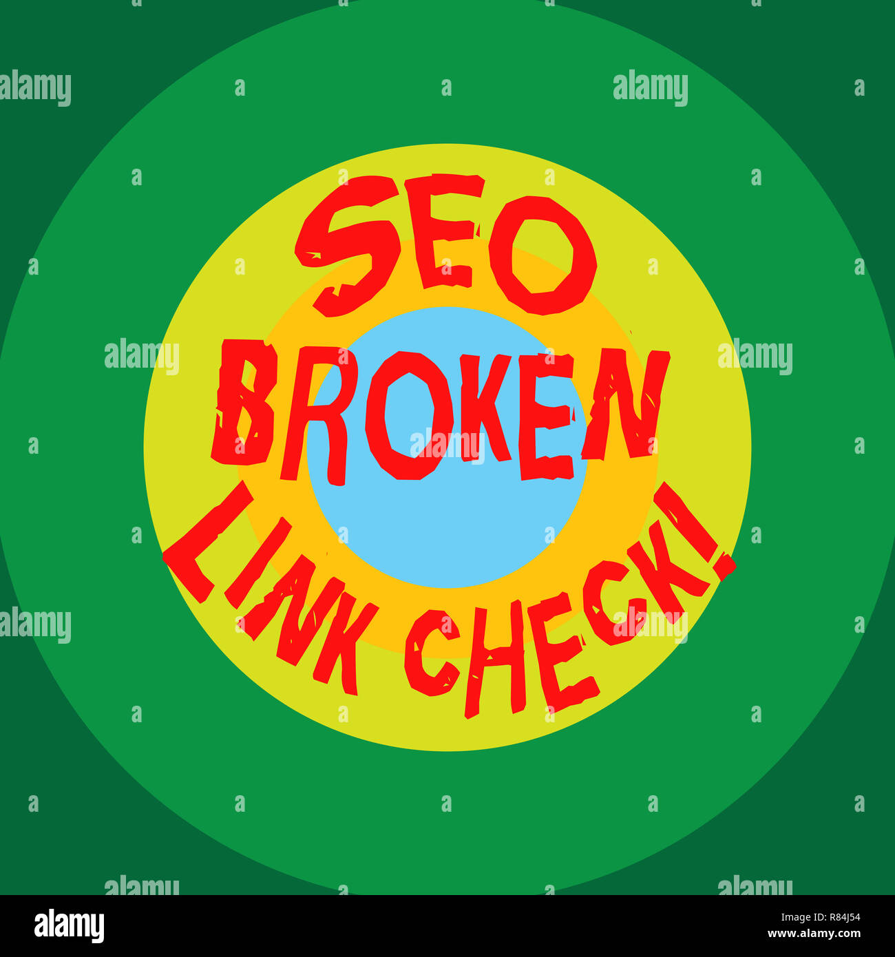 Writing note showing Seo Broken Link Check. Business photo showcasing Search engine optimization error in website links Circles on Top of Another Mult Stock Photo