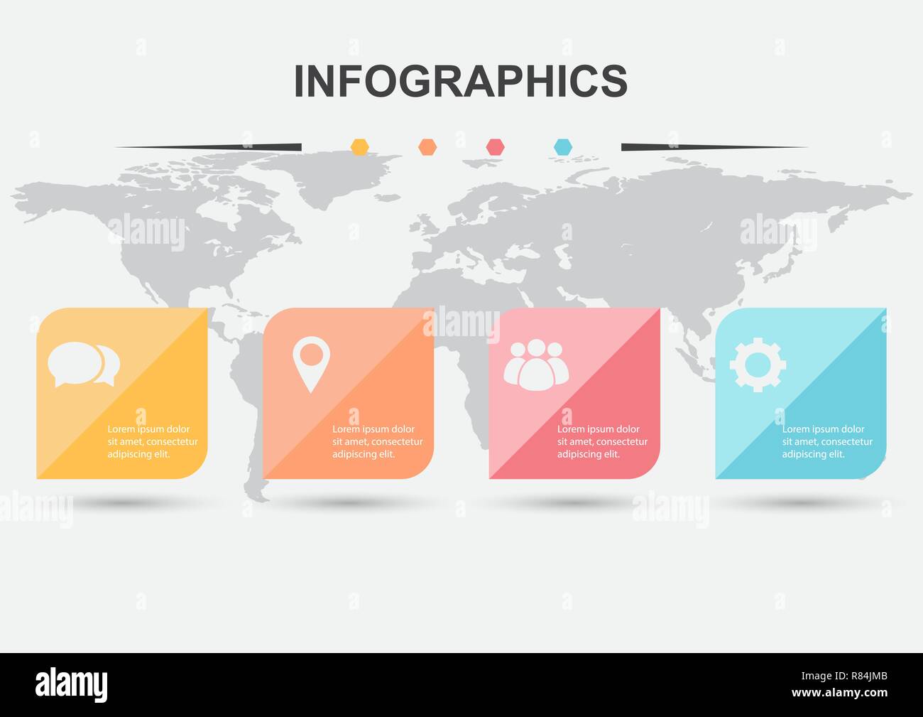 Infographic design template with square elements, stock vector Stock ...
