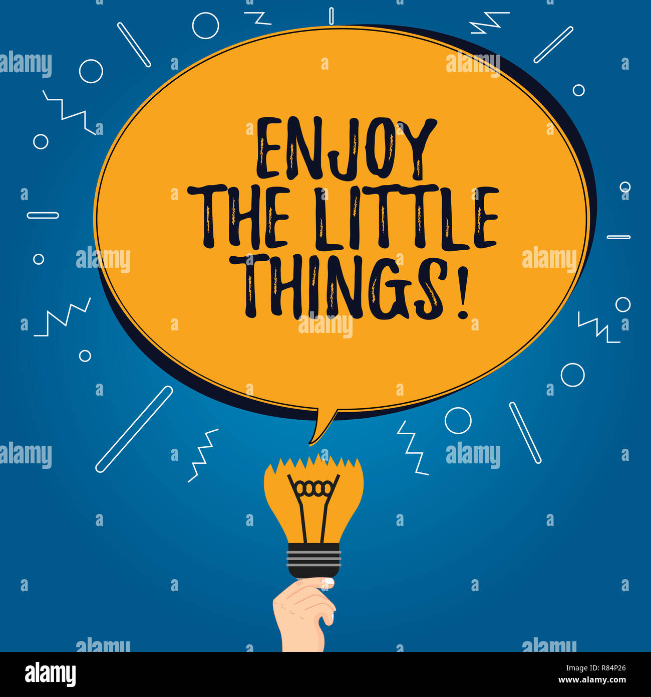 Handwriting Text Enjoy The Little Things Concept Meaning Get Inspired By Simple Details From Life Motivation Blank Oval Color Speech Bubble Above A B Stock Photo Alamy