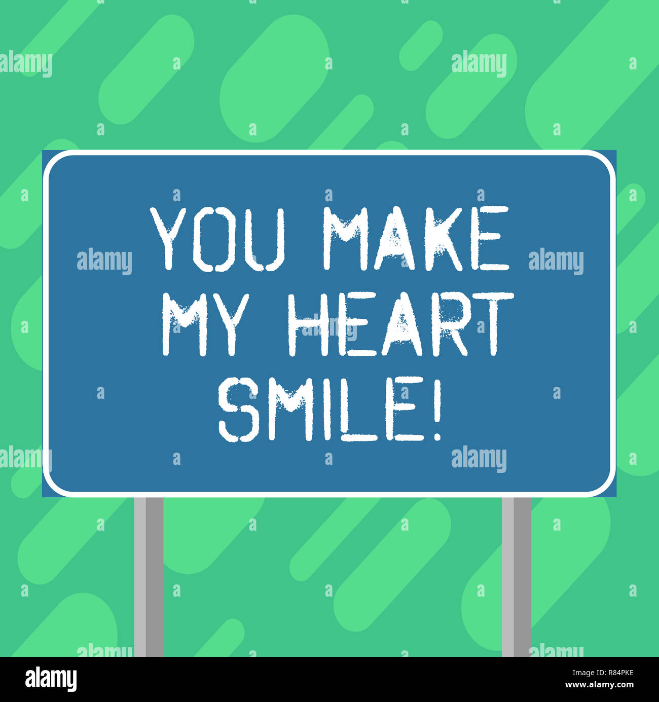 Conceptual hand writing showing You Make My Heart Smile. Business photo text Expressing roanalysistic feelings good emotions Blank Outdoor Color Signp Stock Photo