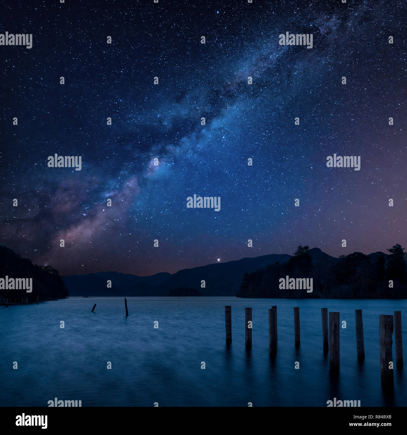 Stunning vibrant Milky Way composite landscape image over Derwent Water ...