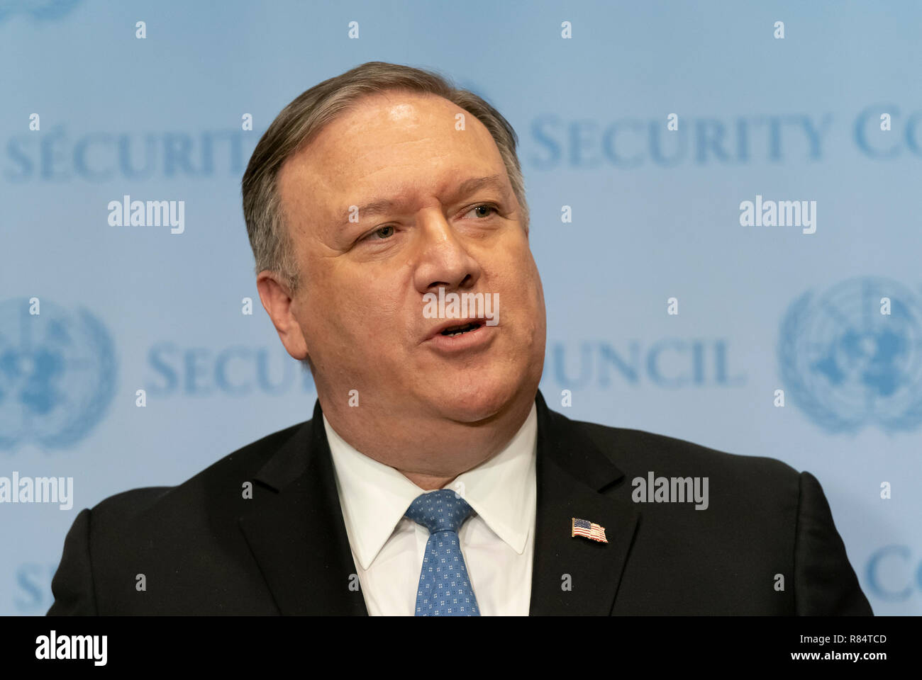 US Secretary of State Michael Mike Pompeo addresses press after