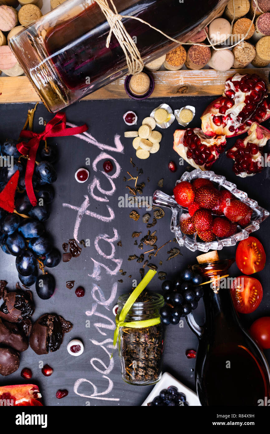 mix of fresh fruits and berries, rich with resveratrol, antioxidants