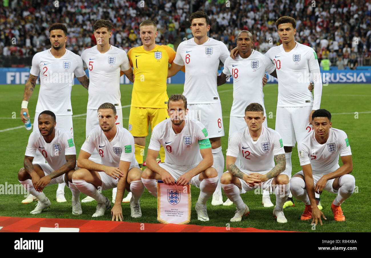 File photo dated 11-07-2018 of The England team group before the FIFA World Cup, Semi Final match at the Luzhniki Stadium, Moscow. Stock Photo